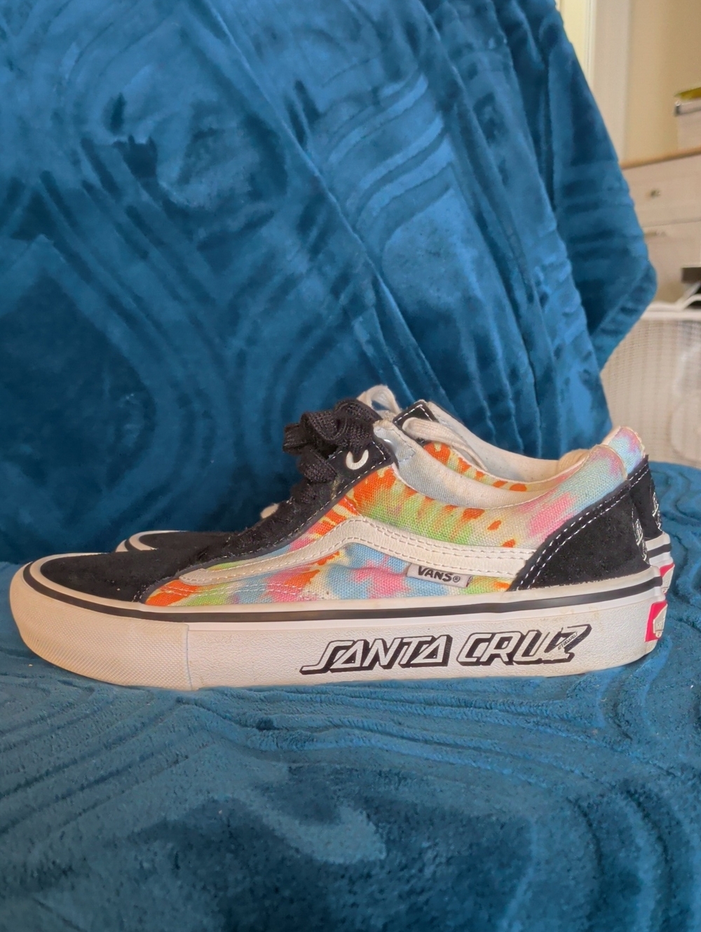 Vans Kids Tie-Dye Low Top Skate Shoe — Black & Multi
